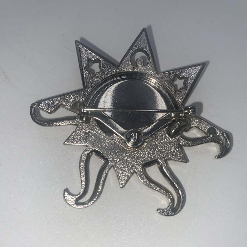 Vintage JJ Jonette Silver Tone Sun Moon Star Brooch Pin - Picture 5 of 5